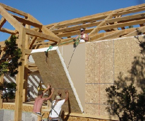 timber frame panels in place