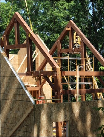 timber frame wall and ceiling