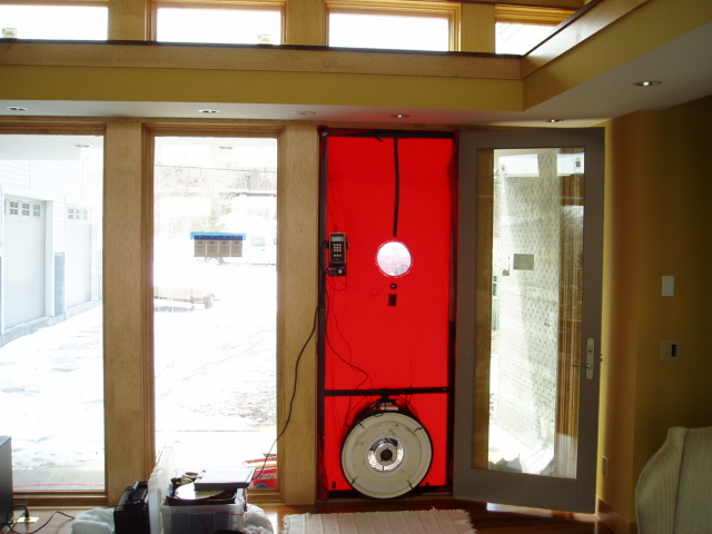 Blower door test set up