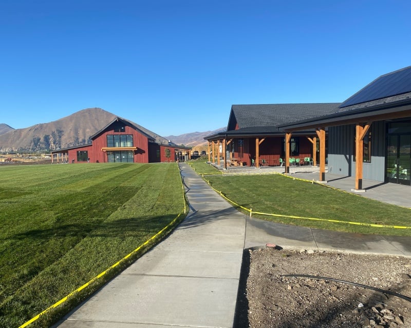 School campus with Drought Tolerant Native grass and Solar Panels